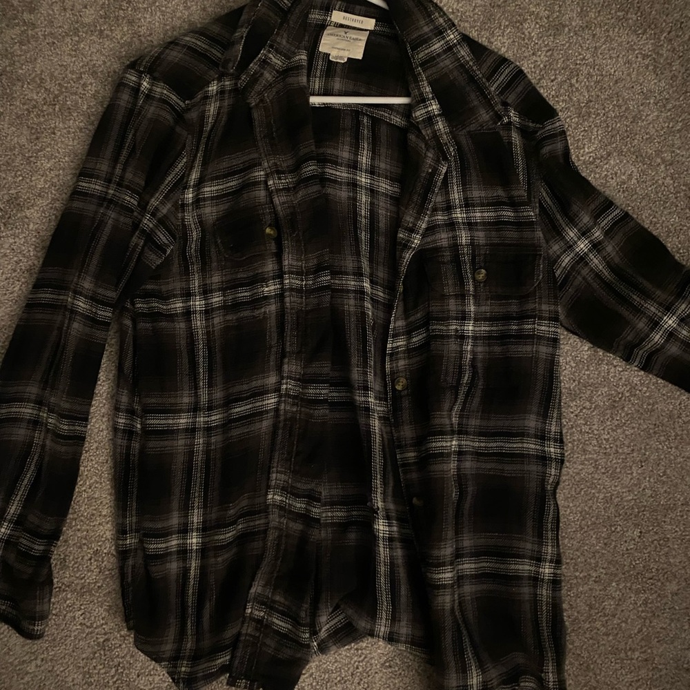 American Eagle Black and Grey flannel
